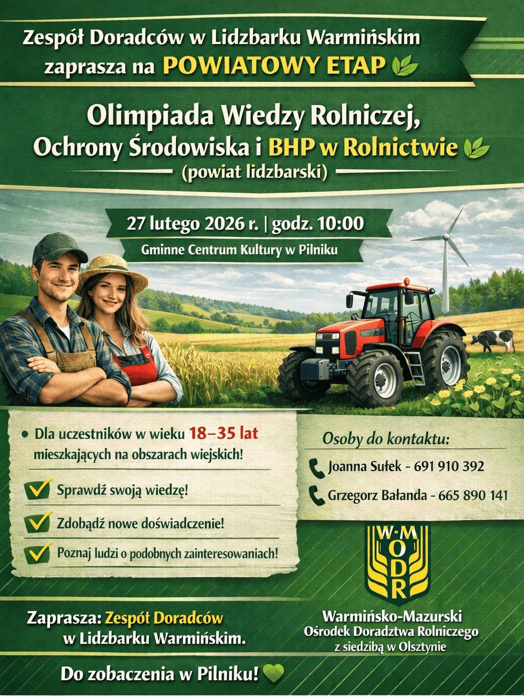 Plakat informacyjny - Powiatowy etap olimpiady wiedzy rolniczej
